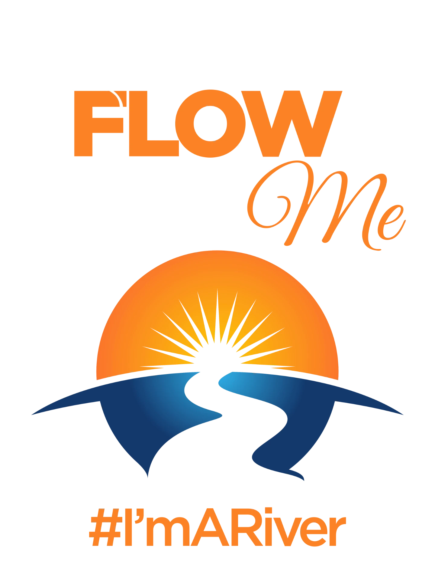 Flow Me — Orange & Blue River (black shirt)